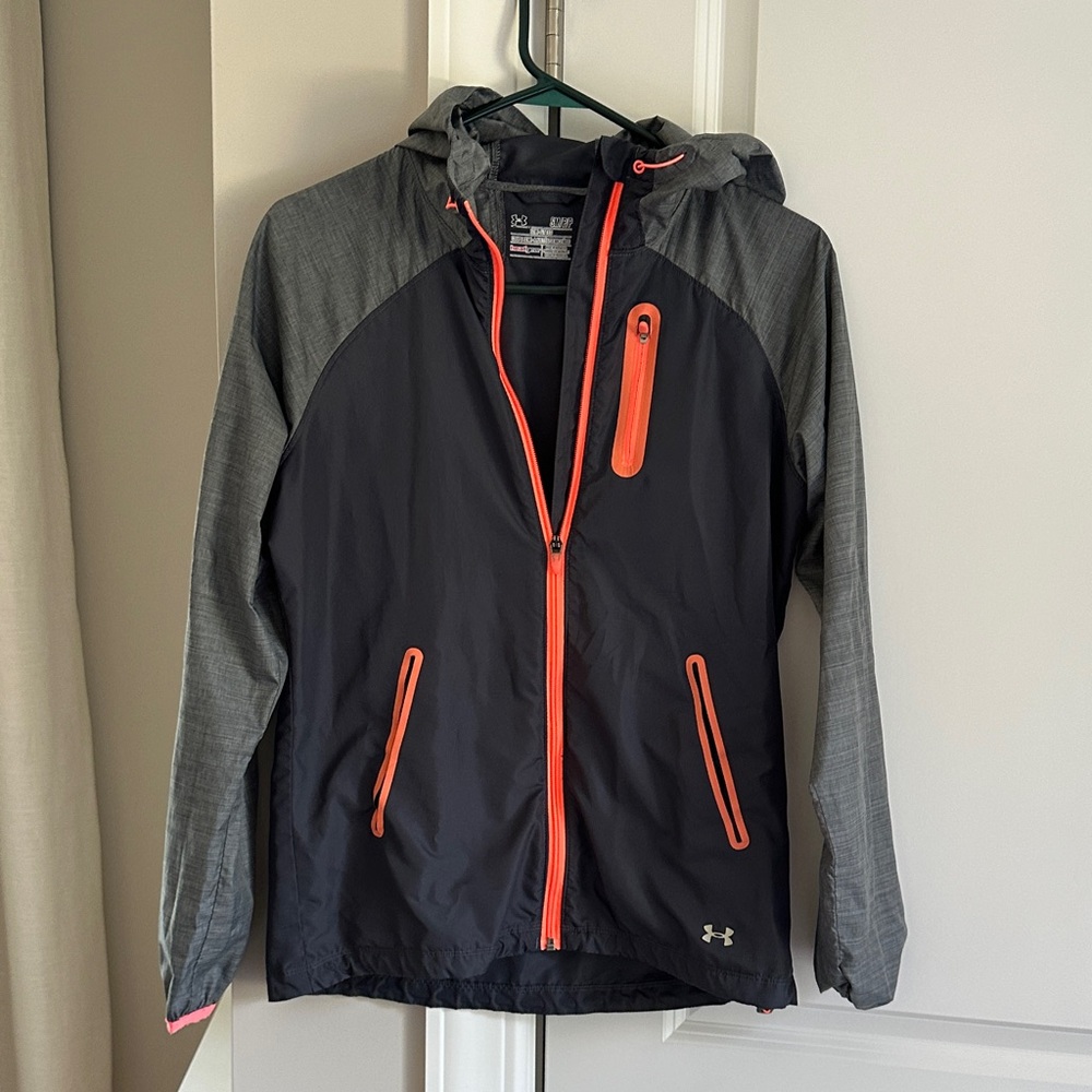 Under Armour Gray and Orange Windbreaker Jacket- size small
